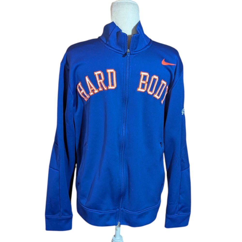 Nike Hard Body Muscle Mania Athletic Zip Front Jacket Blue Bodybuilder Sz L